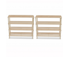 vidaXL Zapatero de Madera Almacenamiento de Zapatos de 4 Estantes 2 Piezas