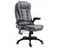 vidaXL Silla de oficina de masaje de cuero sintético gris antracita