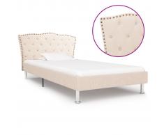 vidaXL Estructura de cama de tela beige 90x200 cm