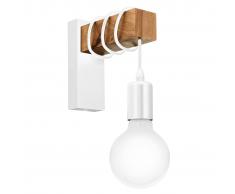 EGLO Lámpara de pared LED Townshend madera 1 bombilla blanco y beige