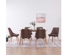 vidaXL Sillas de comedor 6 unidades tela marrón