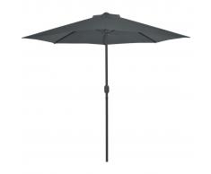 vidaXL Sombrilla jardín semicircular palo aluminio 270x135cm antracita