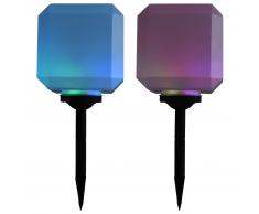 vidaXL Lámparas solares LED de exterior 2 uds cúbicas 20 cm RGB