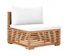 vidaXL Sofá central de jardín madera maciza teca y cojín color crema