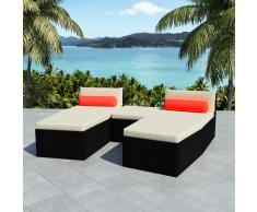 vidaXL Set de sofás de jardín modulares 14 piezas poli ratán negro