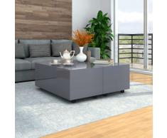 vidaXL Mesa de centro gris brillante 100x100x35 cm