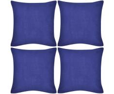 vidaXL 4 fundas azules para cojines de algodón, 50 x 50 cm