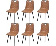 vidaXL Sillas de comedor 6 unidades cuero artificial marrón claro