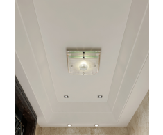 vidaXL Lámpara de techo vidrio, cristal cuadrado 1 x E27