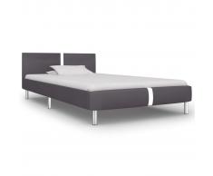 vidaXL Estructura de cama de cuero sintético gris 90x200 cm