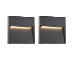 vidaXL Lámparas LED de pared para jardín 2 unidades cuadrada negra 3 W