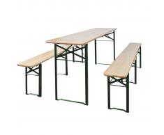 vidaXL Mesa de jardín plegable con 2 bancos madera de abeto 220 cm