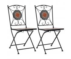 vidaXL Sillas bistró de mosaico 2 unidades naranja/gris