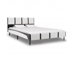 vidaXL Estructura de cama de cuero sintético blanco y negro 140x200 cm