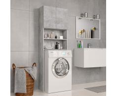 vidaXL Armario de lavadora de aglomerado gris hormigón 64x25,5x190 cm