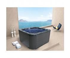 Beliani Spa exterior, Bañera de hidromasaje, Acrílico gris oscuro, SANREMO