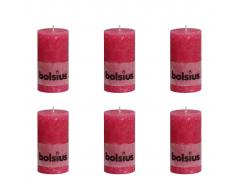 Bolsius Vela Del Pilar Rústica 130 x 68 mm 6 Piezas Fucsia