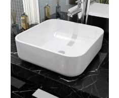vidaXL Lavabo cuadrado de cerámica 38x38x13,5 cm blanco