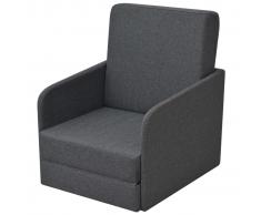 vidaXL Sillón convertible en cama tela gris oscuro