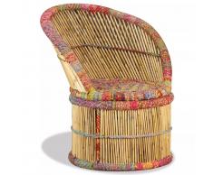 vidaXL Butaca de bambú con detalles chindi multicolor