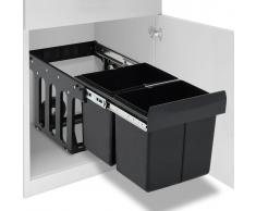 vidaXL Cubo de basura de cocina extraíble reciclaje cierre suave 36 L