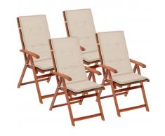 vidaXL Cojines para sillas de jardín 4 unidades crema 120x50x3 cm