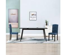vidaXL Sillas de comedor 2 unidades de tela azul