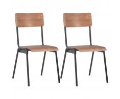 vidaXL Sillas de comedor 2 uds madera contrachapada y acero marrón