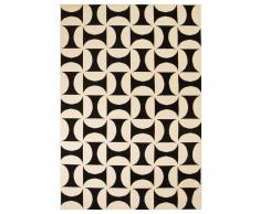 vidaXL Alfombra moderna de estampado geométrico beige/negro 140x200 cm