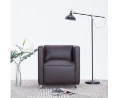 vidaXL Sillón en forma de cubo de cuero sintético marrón