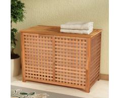 vidaXL Cesto para ropa sucia madera maciza nogal 89x46x67 cm