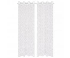 vidaXL Visillo de tricot 2 piezas estampado hojas blanco 140x225 cm