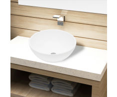 vidaXL Lavabo de cerámica redondo color blanco