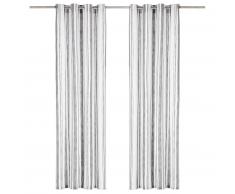 vidaXL Cortinas anillas metal 2 pzas algodón rayas antracita 140x245cm