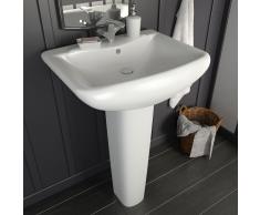 vidaXL Lavabo de pie de cerámica blanco 580x470x200 mm