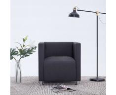 vidaXL Sillón en forma de cubo de tela gris oscuro
