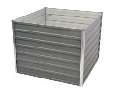 vidaXL Jardinera elevada 100x100x77 cm acero galvanizado gris
