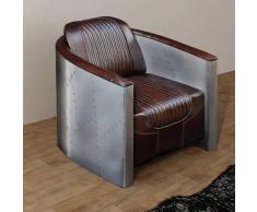 vidaXL Sillón diseño de cubo cuero auténtico marrón oscuro