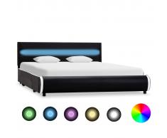 vidaXL Estructura de cama con LED de cuero sintético negro 120x200 cm