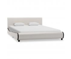 vidaXL Estructura de cama de cuero sintético blanco 140x200 cm