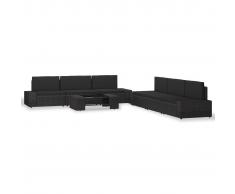 vidaXL Juego de muebles de jardín 7 piezas ratán sintético negro
