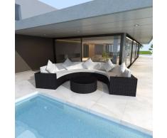 vidaXL Set muebles de jardín 6 piezas y cojines ratán sintético negro