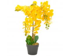 vidaXL Planta artificial orquídea con macetero 60 cm amarilla