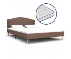 vidaXL Cama con colchón viscoelástico tela marrón 140x200 cm
