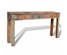 vidaXL Mesa consola con 3 cajones de madera reciclada