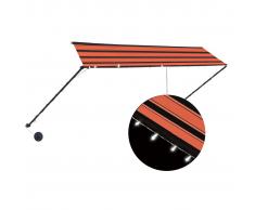 vidaXL Toldo retráctil con LED naranja y marrón 350x150 cm