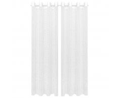 vidaXL Visillo de tricot 2 piezas diseño de ramas blanco 140x245 cm