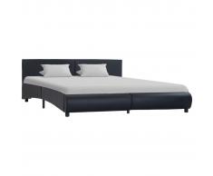 vidaXL Estructura de cama de cuero sintético negro 160x200 cm