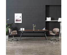 vidaXL Silla de oficina giratoria de tela gris taupe