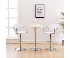vidaXL Taburetes de cocina reposabrazos 2 uds cuero sintético blanco
